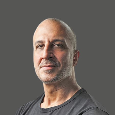 Man's portrait on gray background